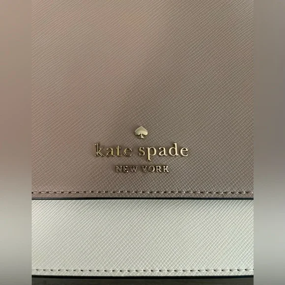 NWOT, Kate Spade Tan, Cream & Black Leather Crossbody Bag with Gold Chain - Picture 7 of 8